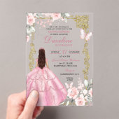Royal Blush Pink Princess Quinceañera Acryleinladungen (Insitu (Handheld))