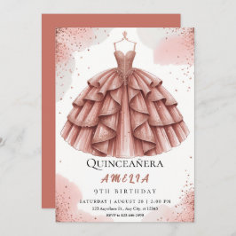 Royal Blush Pink & Rose Gold Quinceñera Einladung
