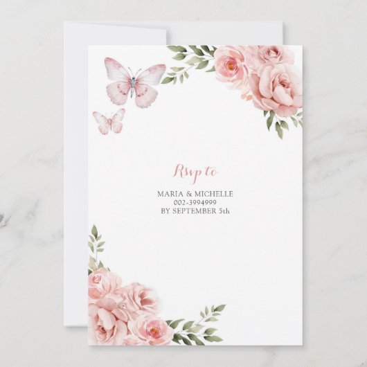 Royal Blush Pink Twins Geometric Quinceañera Einladung (Rückseite)