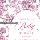Royal Blush Rose Pattern Toile Baby Shower Invite Einladung
