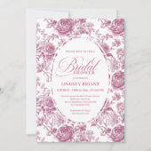 Royal Blush Samt-Rosen-Muster-Brautparty  Einladung (Vorderseite)