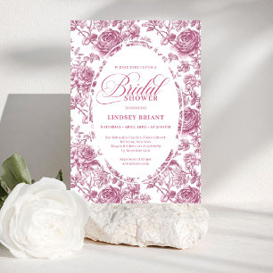 Royal Blush Samt-Rosen-Muster-Brautparty Einladung