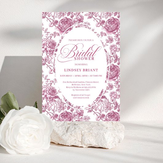 Royal Blush Samt-Rosen-Muster-Brautparty  Einladung