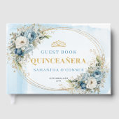 Royal Boho Mis Quince Guest Book Pale Blue Gold Gästebuch (Vorderseite)