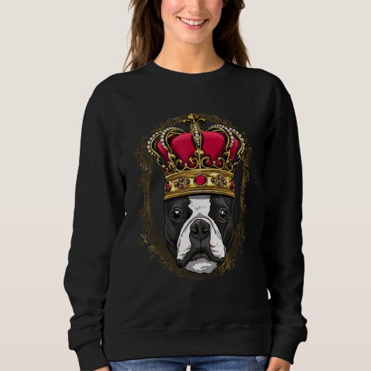 Royal Boston Terrier King Queen Princess Puppy Pet Sweatshirt (Vorderseite)