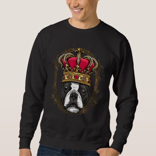 Royal Boston Terrier King Queen Princess Puppy Pet Sweatshirt (Vorderseite)