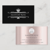 Royal Brand Name Rose Silver Black Frame Visitenkarte (Vorne/Hinten)