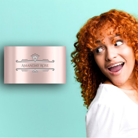 Royal Brand Name Rose Silver Gray Frame 3D Visitenkarte