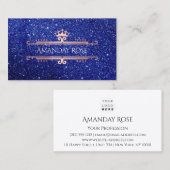 Royal Brand Name Rose White Blue Navy Glitzer Visitenkarte (Vorne/Hinten)