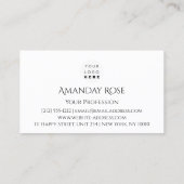 Royal Brand Name Rose White Blue Navy Glitzer Visitenkarte (Rückseite)