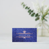 Royal Brand Name Rose White Blue Navy Glitzer Visitenkarte (Stehend Vorderseite)