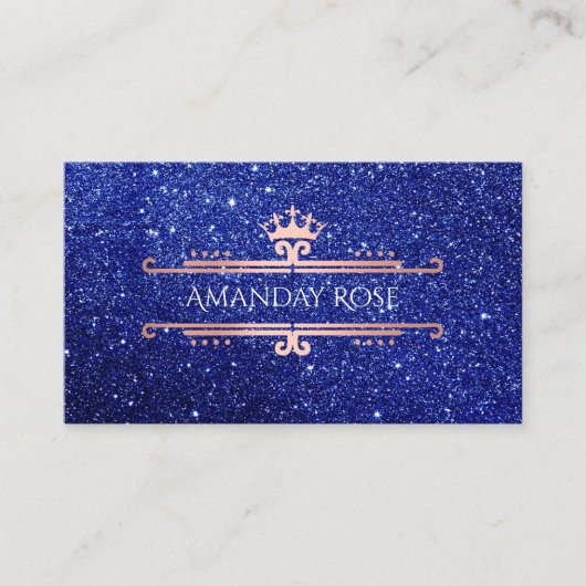 Royal Brand Name Rose White Blue Navy Glitzer Visitenkarte (Vorderseite)