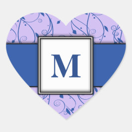 ROYAL BUE UND Lila Wirble Blüte Herz-Aufkleber