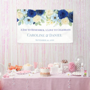 Royal Bue Wedding Watercolor Elfenbeinküste Blume Banner