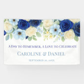 Royal Bue Wedding Watercolor Elfenbeinküste Blume Banner (Horizontal)