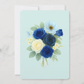 Royal Bue Wedding Watercolor Elfenbeinküste Blume Einladung (Rückseite)