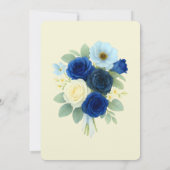 Royal Bue Wedding Watercolor Elfenbeinküste Blume Einladung (Rückseite)