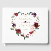 Royal Burgundy Blush Blume Navy Blue Wedding Gästebuch (Vorderseite)