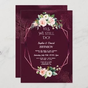 Royal Burgundy Blush Blume Vow Renewal Einladung
