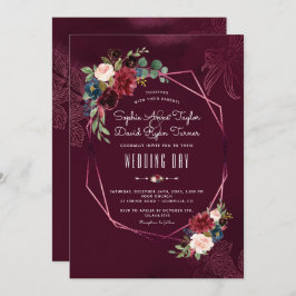 Royal Burgundy Blush Geometric Wedding Einladung
