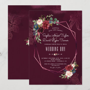 Royal Burgundy Blush Geometric Wedding Einladung