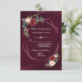 Royal Burgundy Blush Geometric Wedding RSVP Karte (Stehend Vorderseite)