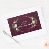 Royal Burgundy Floral Blätter Geometric Wedding Rechteckiger Aufkleber (Umschlag)