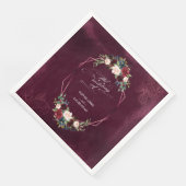 Royal Burgundy Floral Blätter Geometric Wedding Serviette (Ecke)
