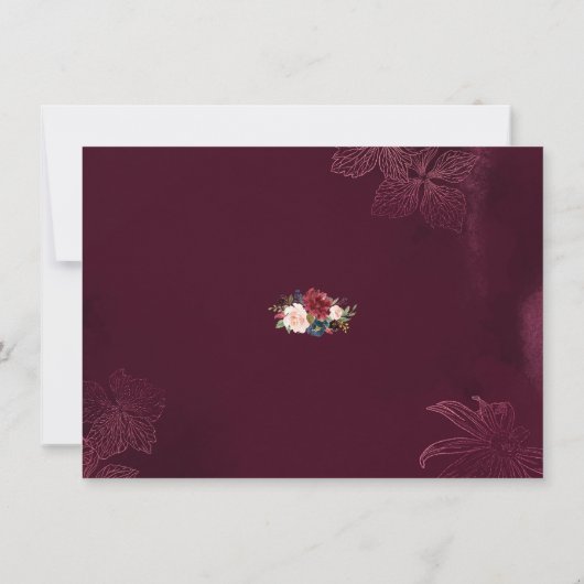 Royal Burgundy Floral Geometric Brautparty Save The Date (Rückseite)
