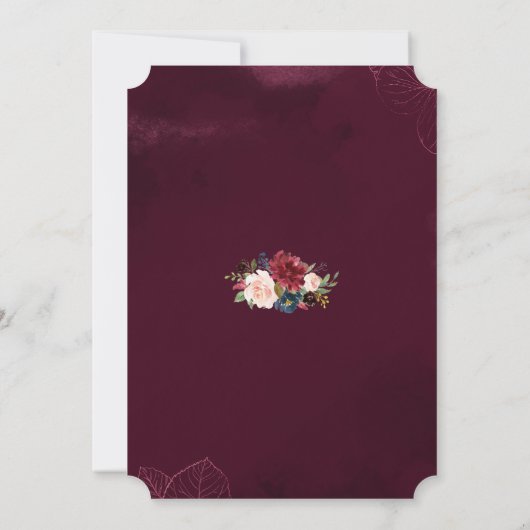 Royal Burgundy Floral Geometric Wedding Einladung (Rückseite)