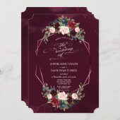 Royal Burgundy Floral Geometric Wedding Einladung (Vorne/Hinten)