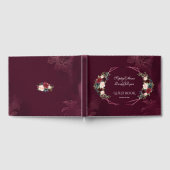 Royal Burgundy Floral Geometric Wedding Gästebuch (Voll)