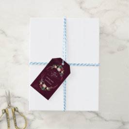 Royal Burgundy Floral Geometric Wedding Geschenkanhänger