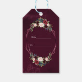 Royal Burgundy Floral Geometric Wedding Geschenkanhänger (Rückseite)