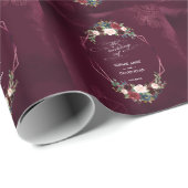 Royal Burgundy Floral Geometric Wedding Geschenkpapier (Rolleneckpunkt)