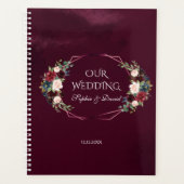 Royal Burgundy Floral Geometric Wedding Planer (Vorderseite)
