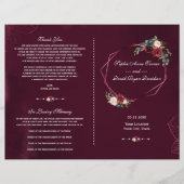 Royal Burgundy Floral Geometric Wedding Program (Vorderseite)