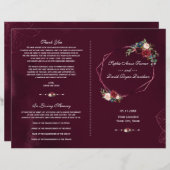 Royal Burgundy Floral Geometric Wedding Program (Vorne/Hinten)