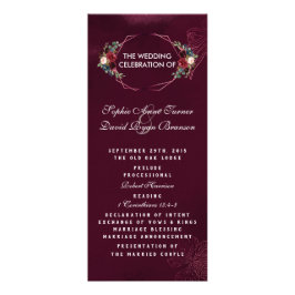 Royal Burgundy Floral Geometric Wedding Program Werbekarte