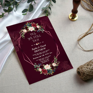 Royal Burgundy Floral Geometrie Hochzeitstag Einladung