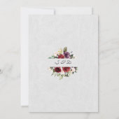 Royal Burgundy Floral Gold Monogram Wedding Einladung (Rückseite)