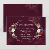 Royal Burgundy Floral Reneage The Vows Save the Da Date (Vorne/Hinten)