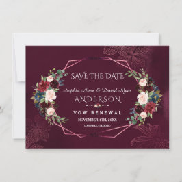 Royal Burgundy Floral Reneage The Vows Save the Da Save The Date