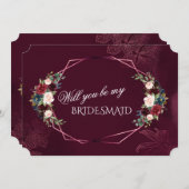Royal Burgundy Floral werden Sie meine Bridesmaid  Einladung (Vorne/Hinten)