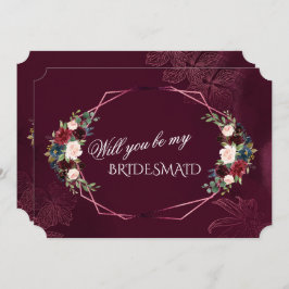 Royal Burgundy Floral werden Sie meine Bridesmaid  Einladung