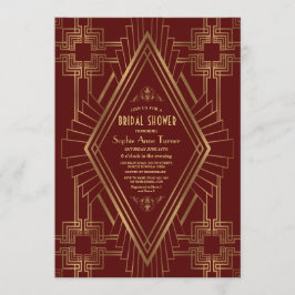 Royal Burgundy Gold Great Gatsby Brautparty Einladung