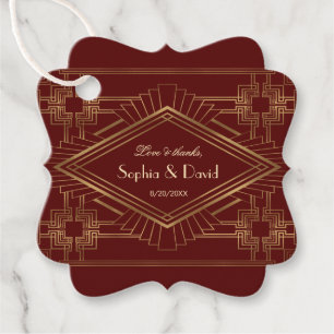 Royal Burgundy Gold Great Gatsby Wedding Geschenkanhänger