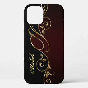 Royal Burgundy Gold Ornament Monogram Case-Mate iPhone Hülle