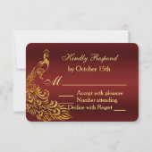 Royal Burgundy Gold Peacock Wedding RSVP (Rückseite)