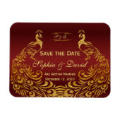 Royal Burgundy Gold Peacock Wedding SPAREN DAS DAT Magnet (Horizontal)
